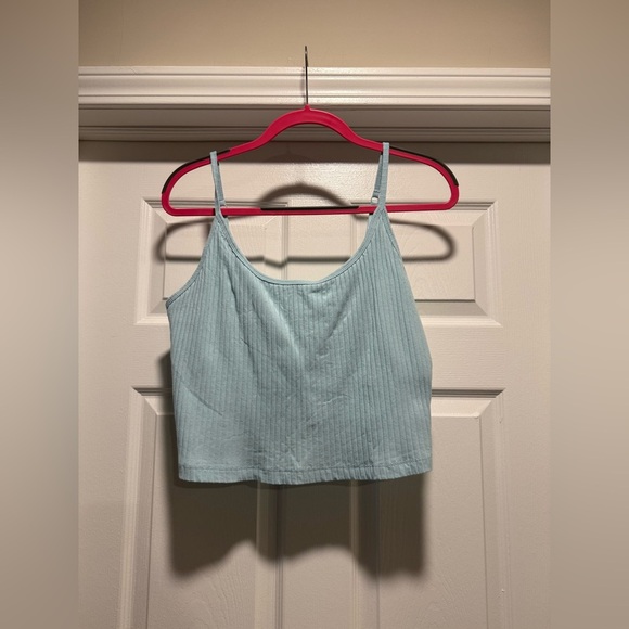 Old Navy Blue Ribbed Cropped Cami - Picture 1 of 4